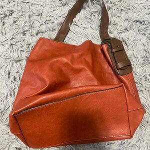 Joy Susan Orange and Brown Shoulder Bag